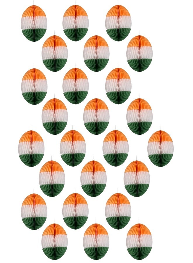 Atpata Funky Republic Day/Independence Day Tri Colour Tiranga Paper Honey Comb Balls (25pcs) - Image 1